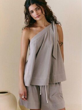 Free People Strada One-Shoulder Tie Top and Shorts Set *NWT*